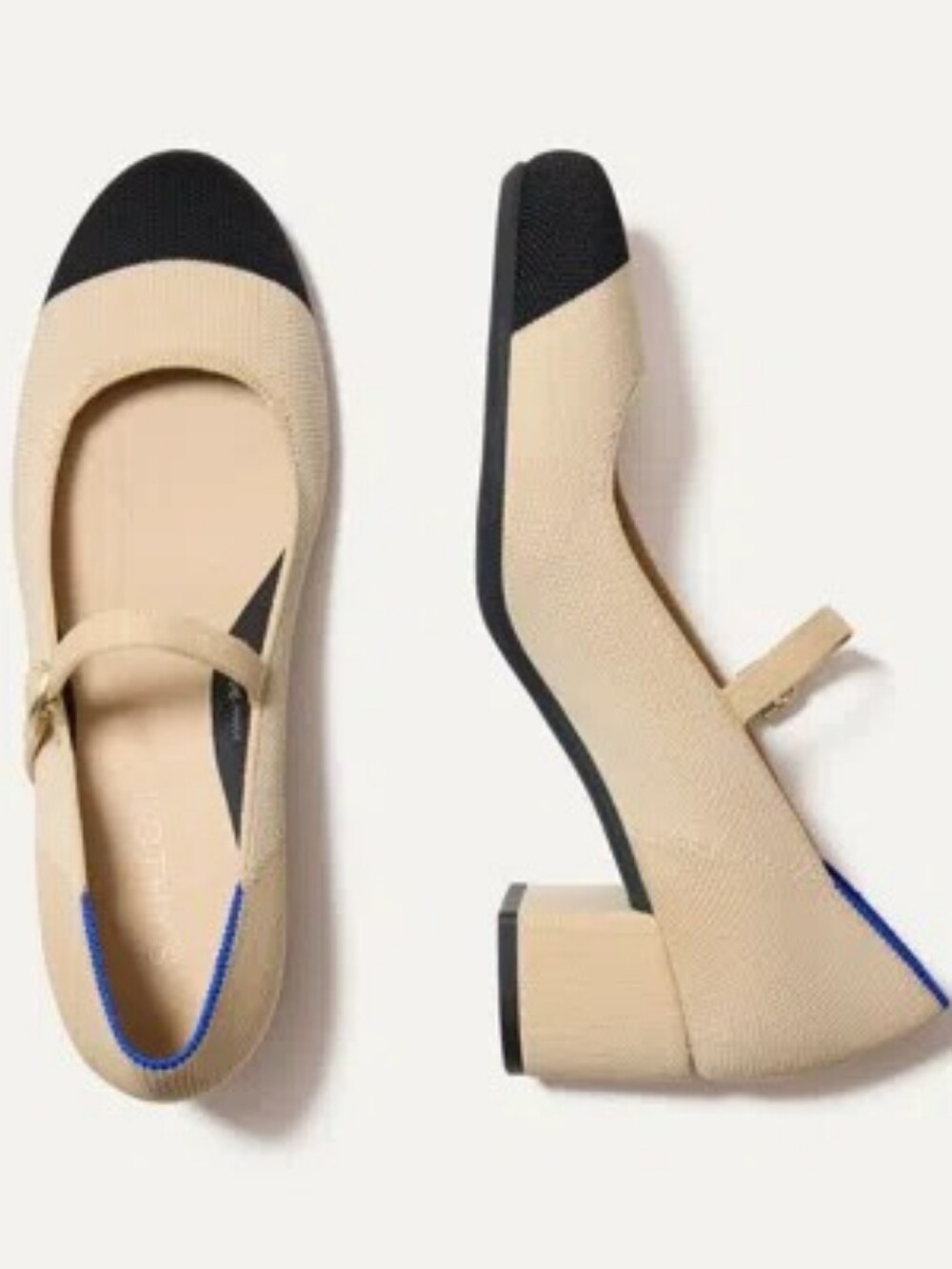 NEW Rothys The Mary Jane Heel Womens 9.5 Cream Captoe Wren Retro Careerwear